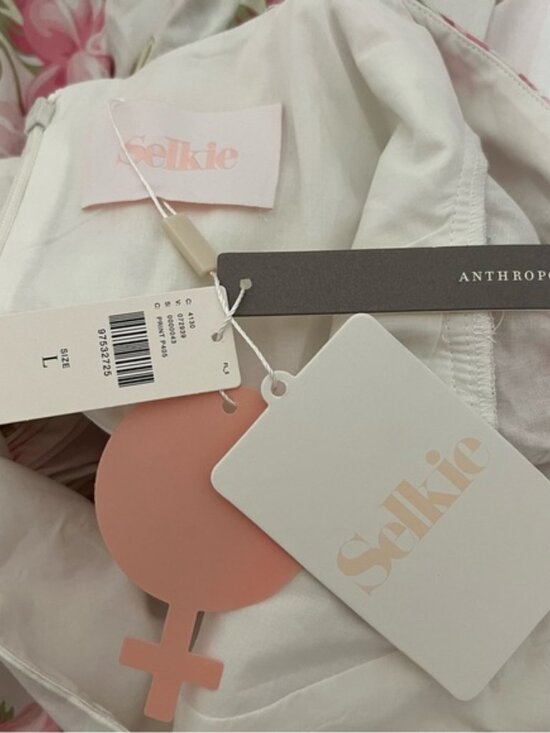 NEW NWT Selkie Sofia Puff Sleeve Sweetheart Mini Babydoll Dress Morning Roses - Picture 11 of 13